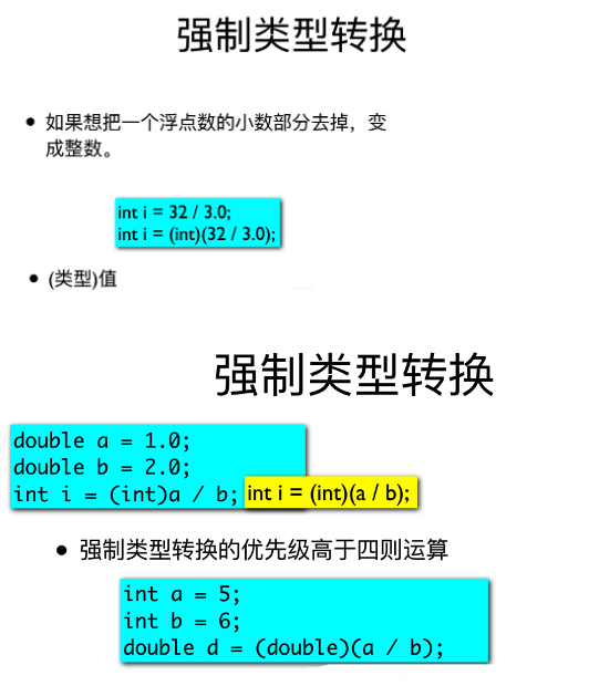 Java整型转浮点型，强制类型转换